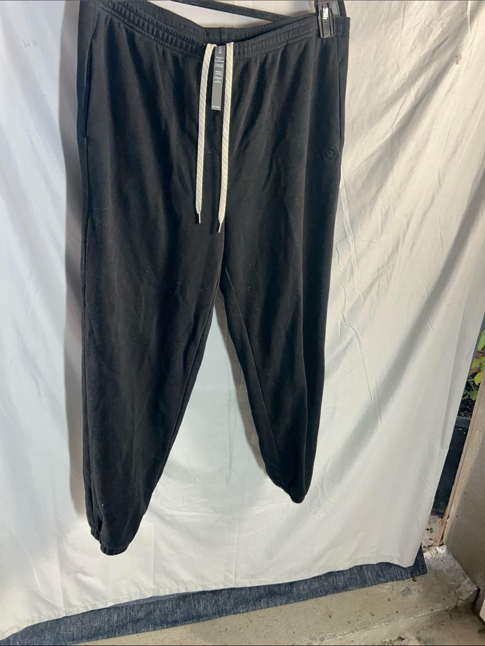 Vuori Black Joggers with White Drawstring